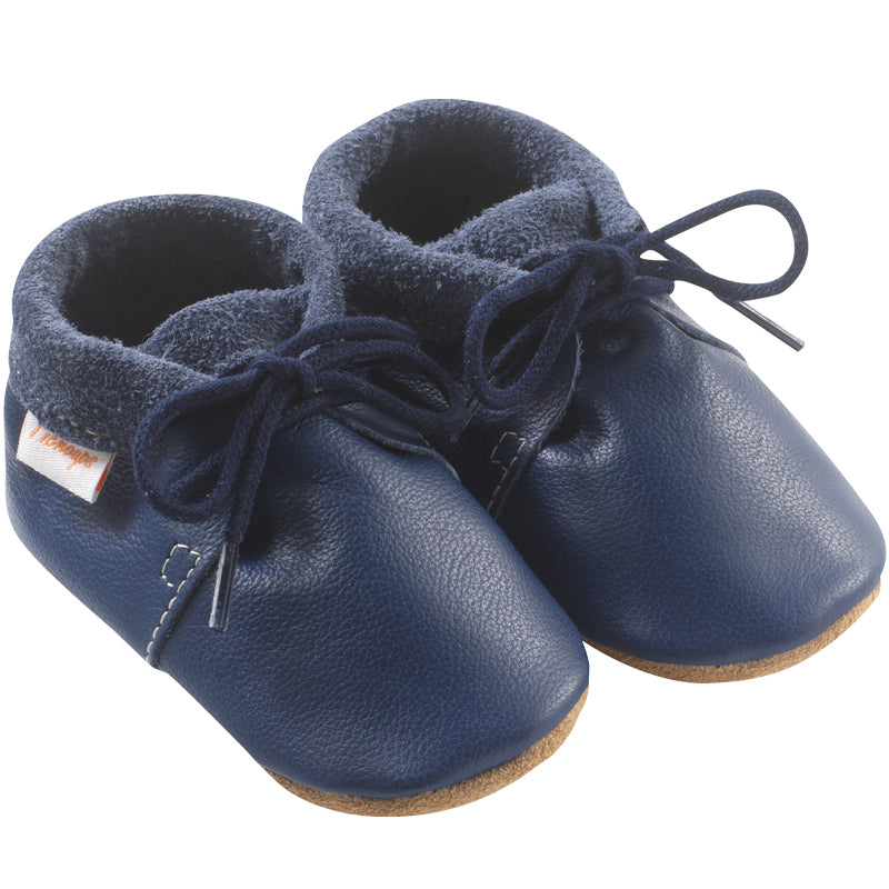 Chaussures bébé cuir souple tilou marine –