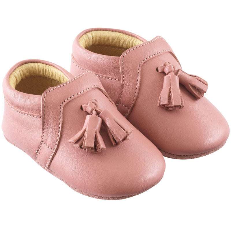 Chaussures bébé cuir souple charly rose velours –