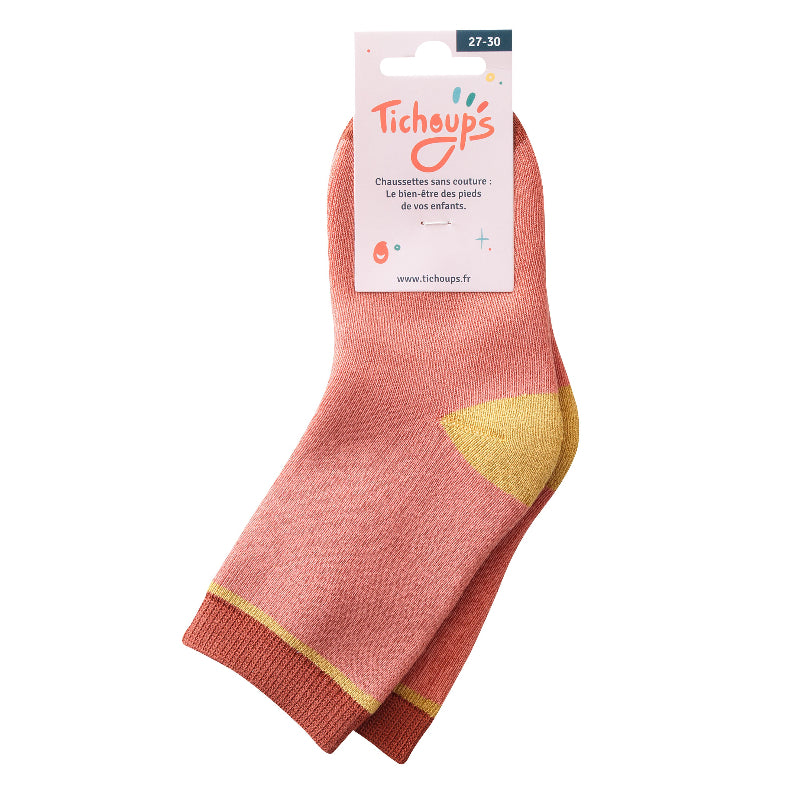 chaussettes sans couture rose et terracotta épaisses