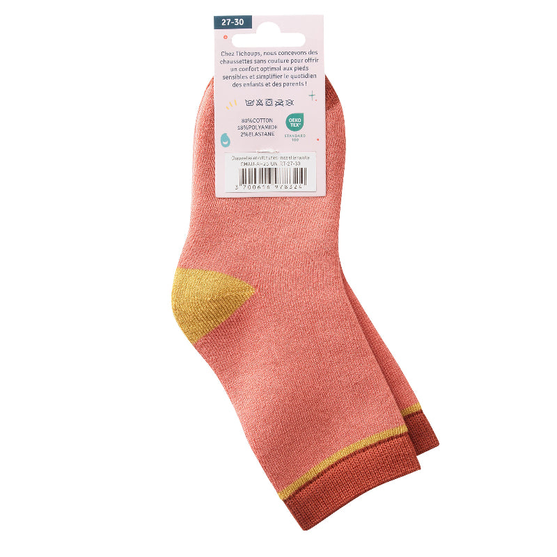 chaussettes sans couture rose et terracotta épaisses