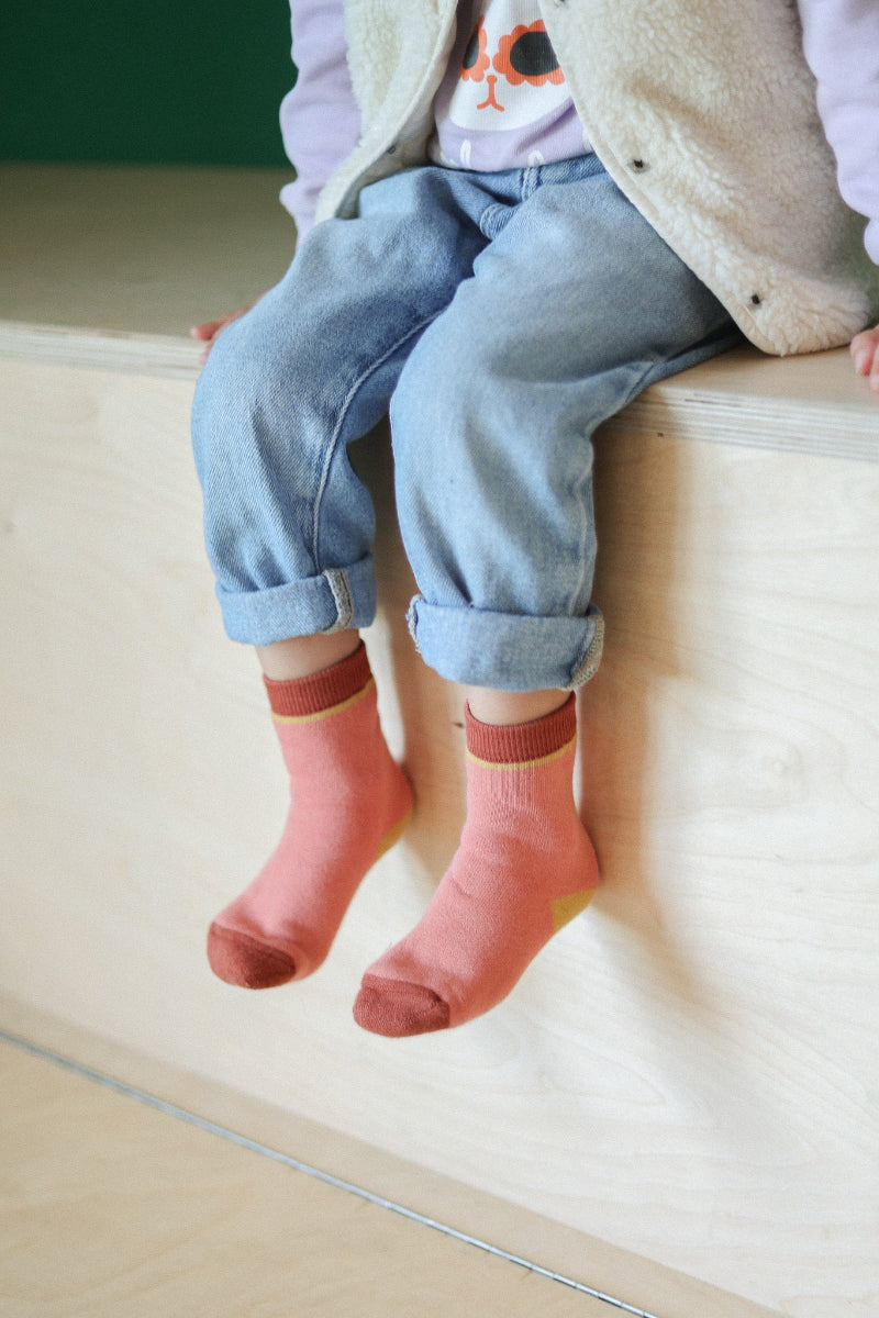 chaussettes sans couture rose et terracotta épaisses