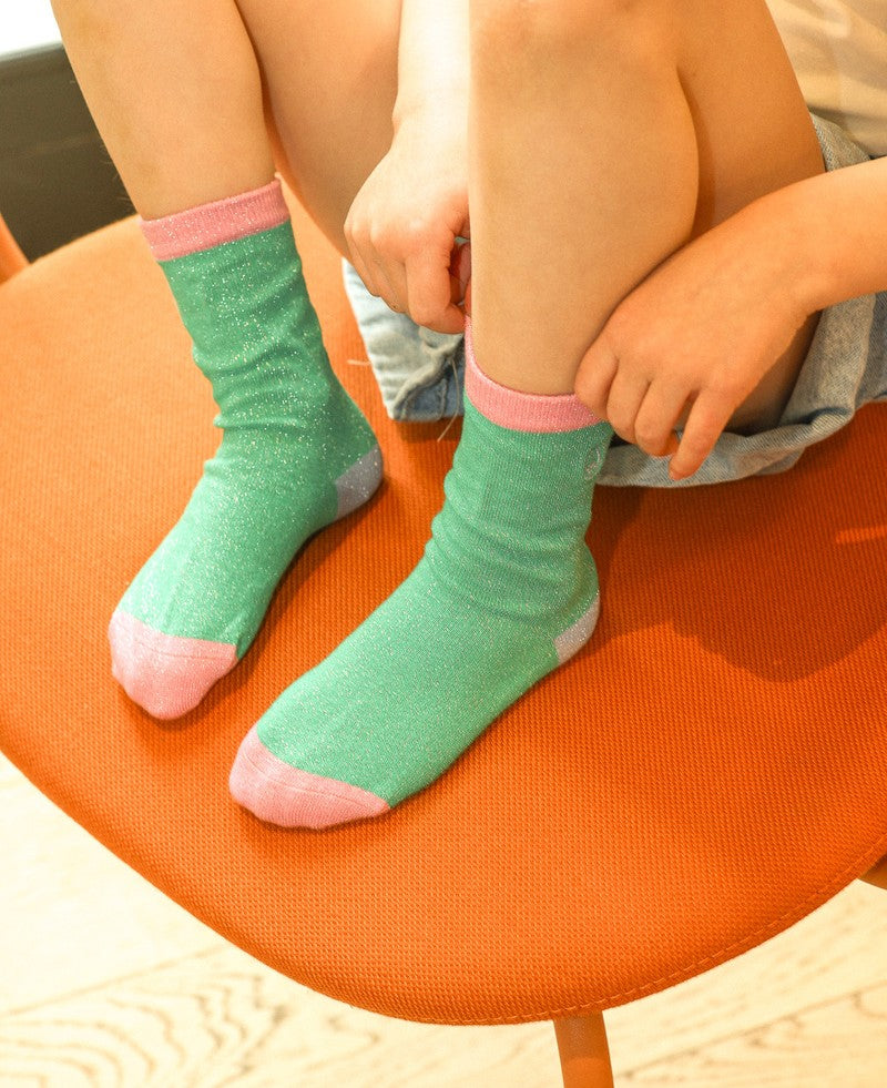 Unies paillettes – vert et rose