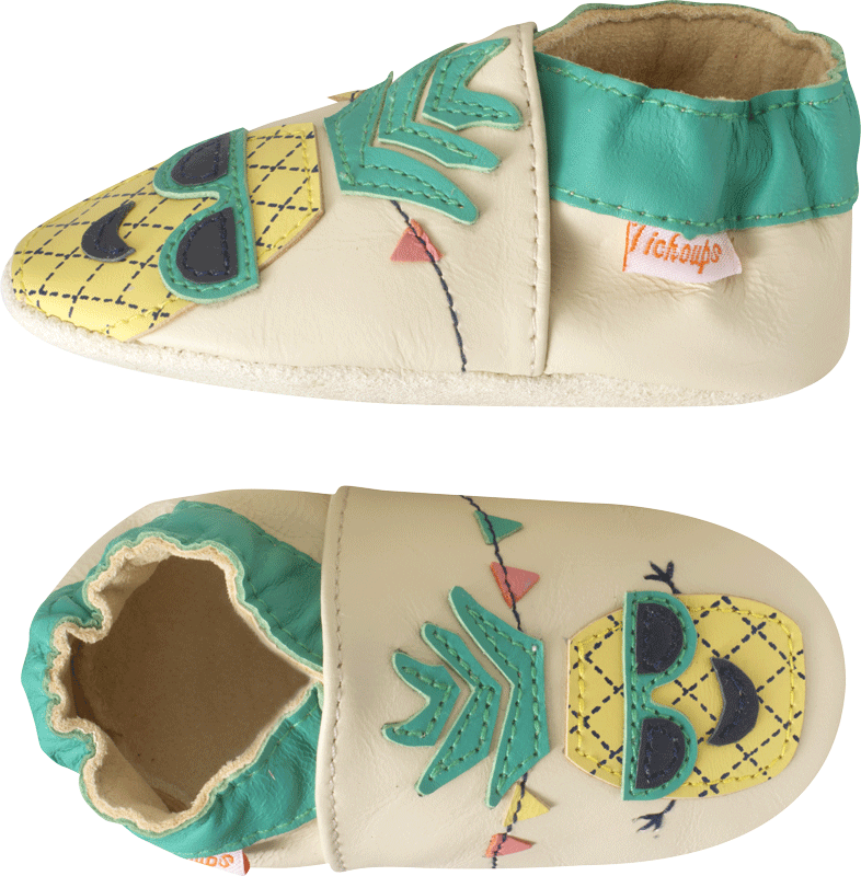 chausson-bebe-cuir-souple-ananas-profil