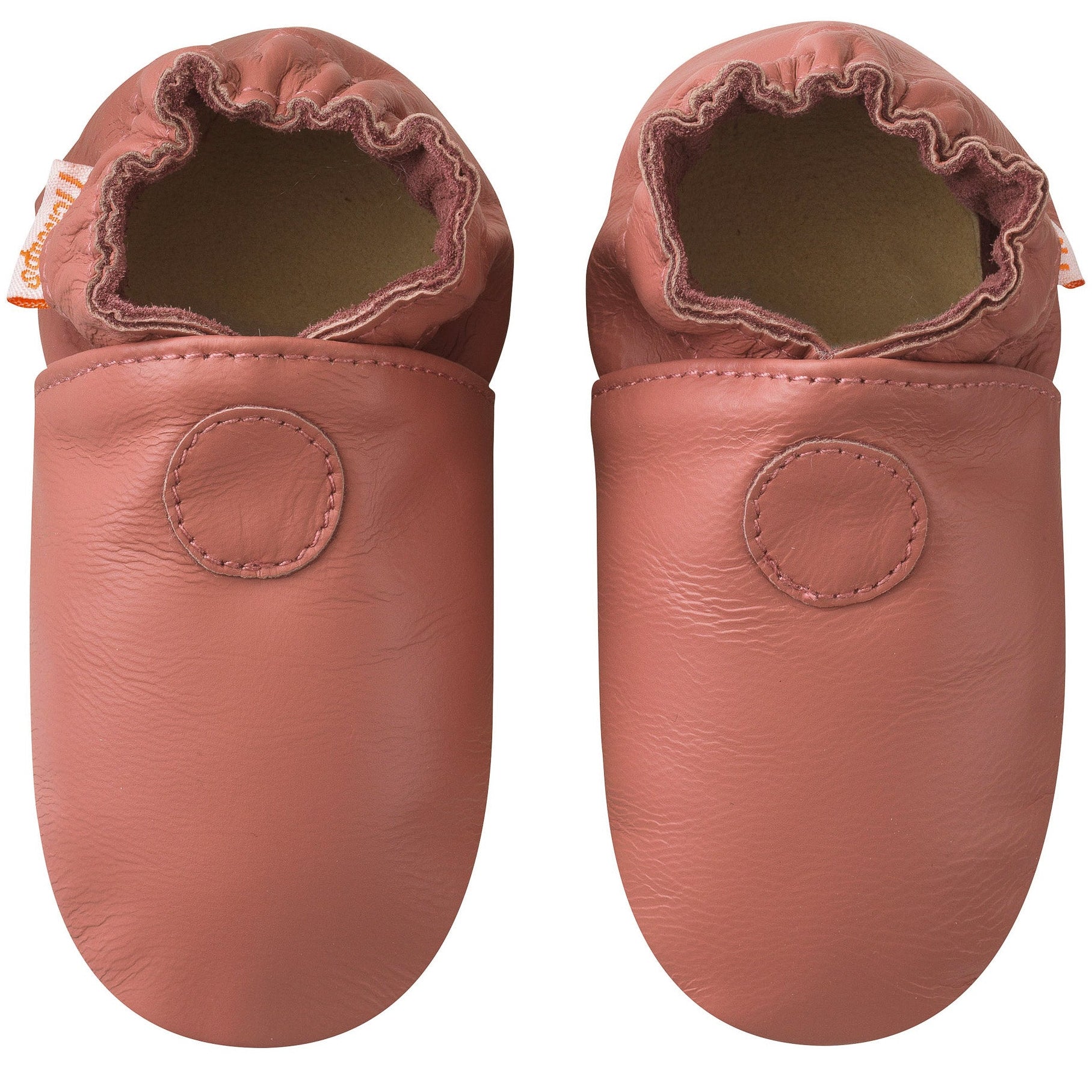 Chaussons bébé cuir souple uni rose velours – Tichoups