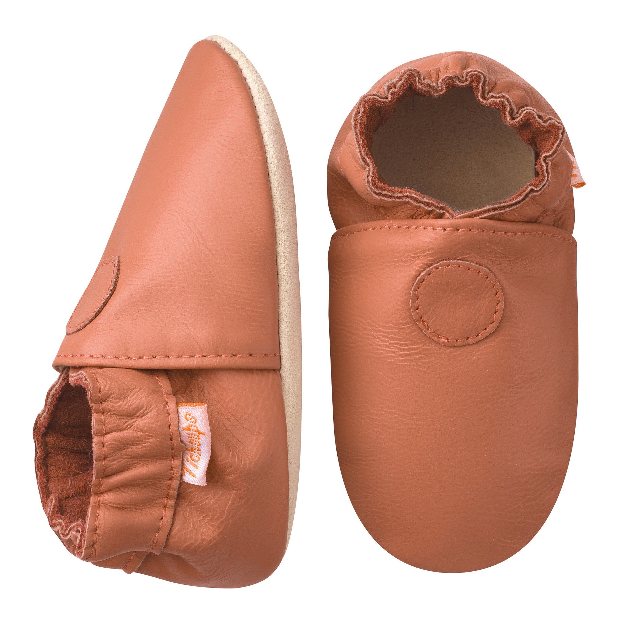 Chausson cuir souple terracotta