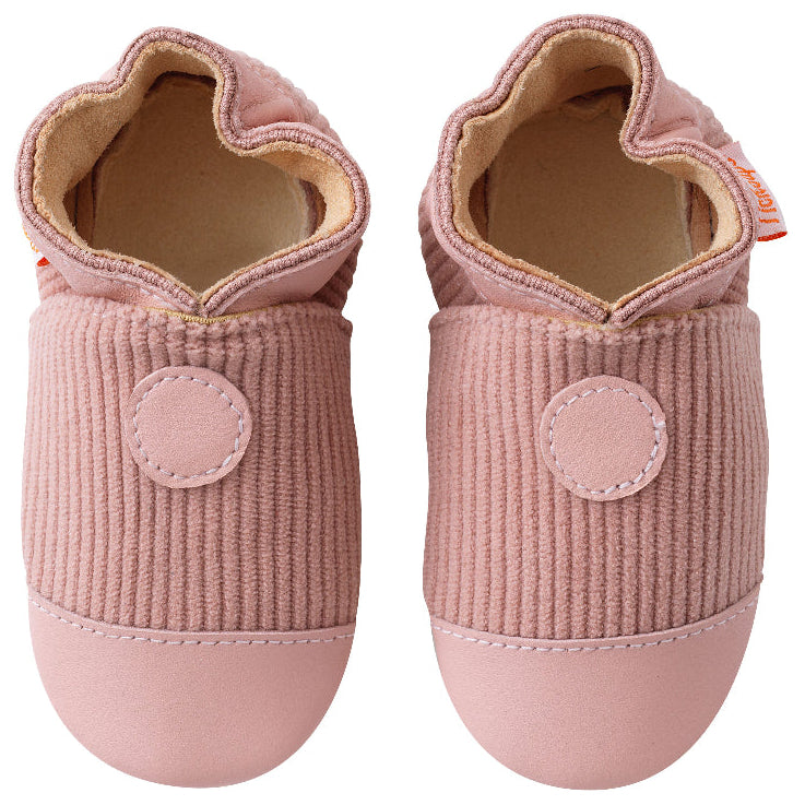 chaussons pour enfants rose en velours vue de face
