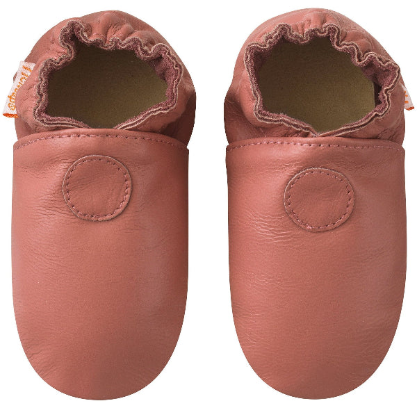 Chausson cuir rose souple enfant vue de face