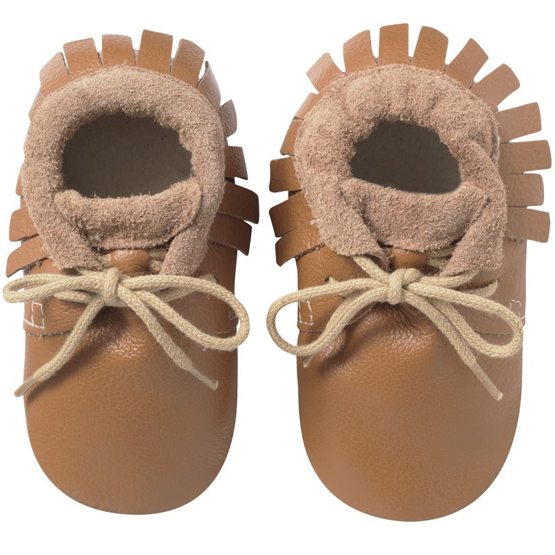 chaussures-bebe-cuir-souple-camel-a-franges-face