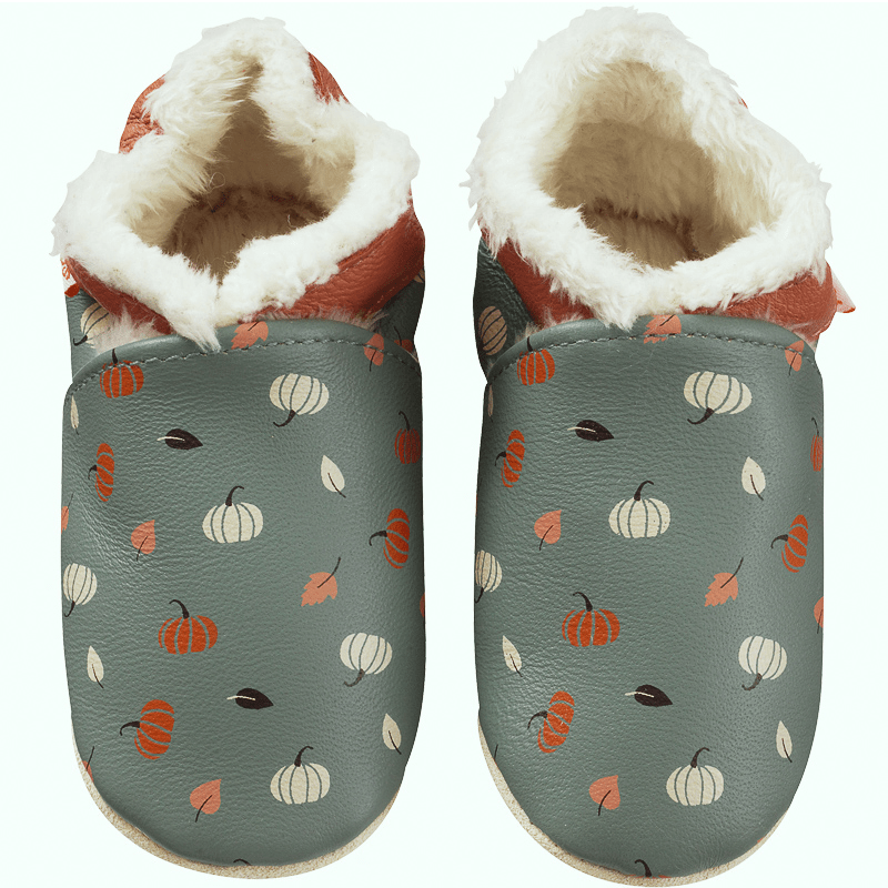 chaussons-bebe-cuir-souple-fourre-cypris-citrouilles-face-800