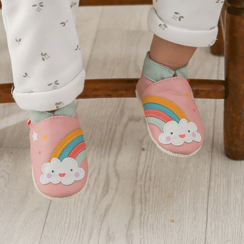 chaussons-bebe-cuir-souple-cyrielle-arc-en-ciel-face