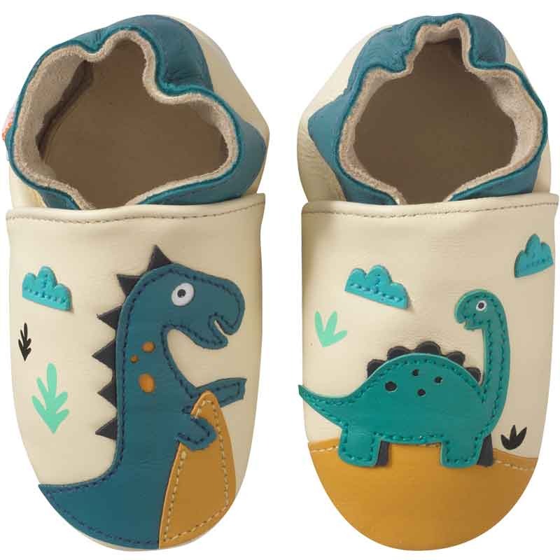 chaussons-bebe-cuir-souple-theodore-isaure-dinosaures-face