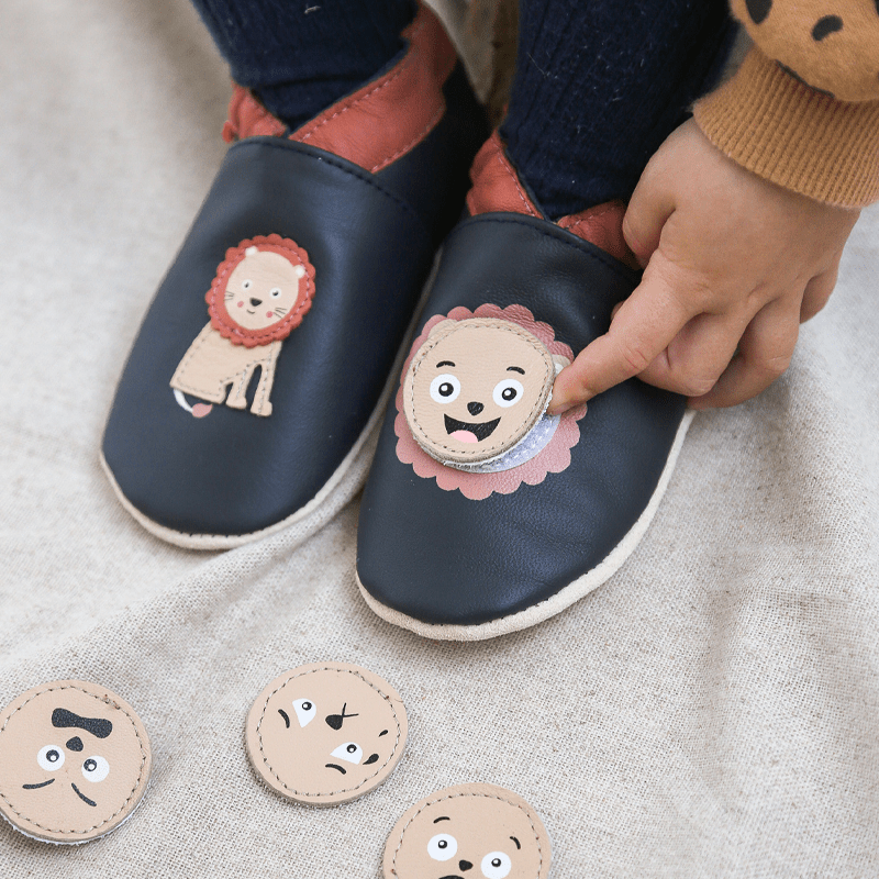 chaussons-bebe-cuir-souple-emotions-lion-face