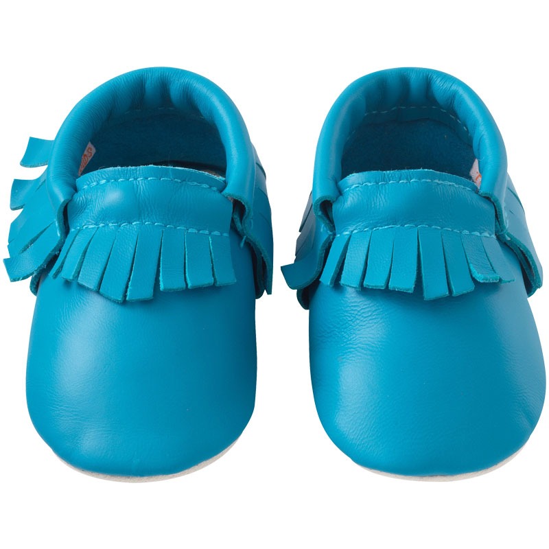 Chaussons-bebe-à-franges-bleu-caraibes-face