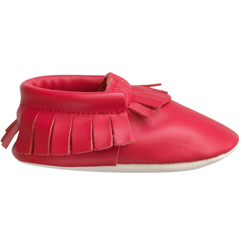 Chaussons-bebe-à-franges-rouge-cerise-la-redoute