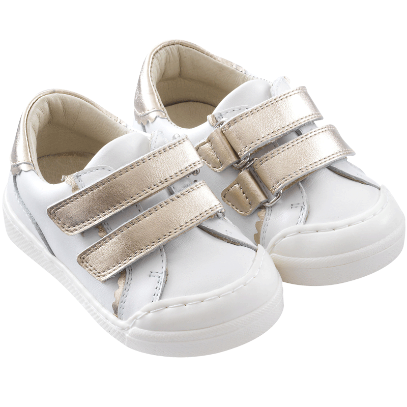 Baskets enfant happy blanc doré –