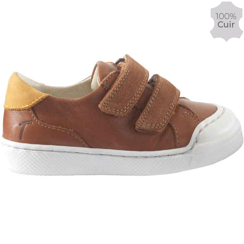 chaussures-premiers-pas-happy-cognac-profil