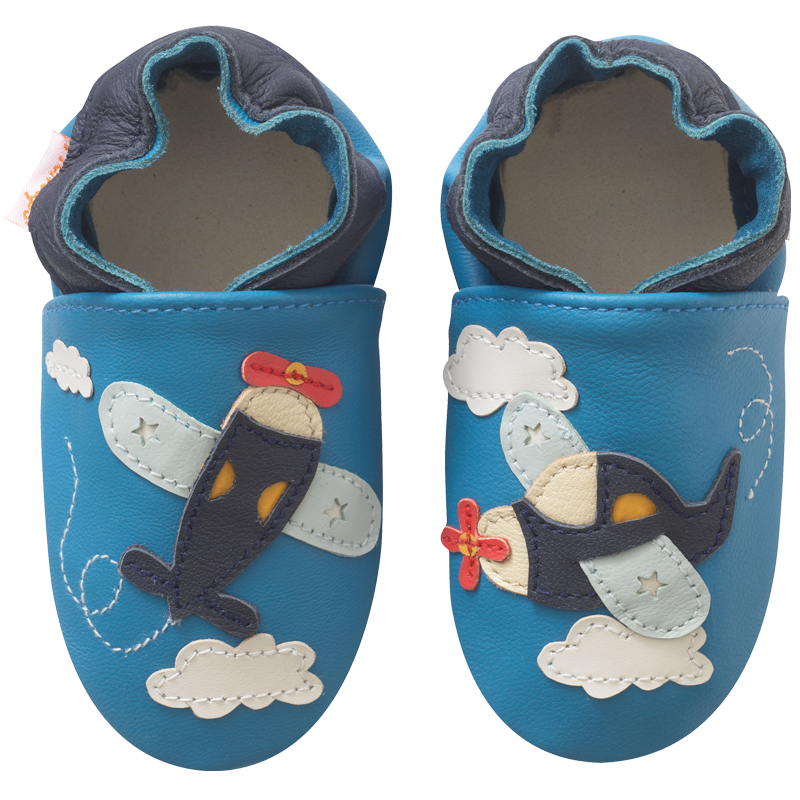 Chaussons bébé cuir souple leon l'avion – Tichoups.