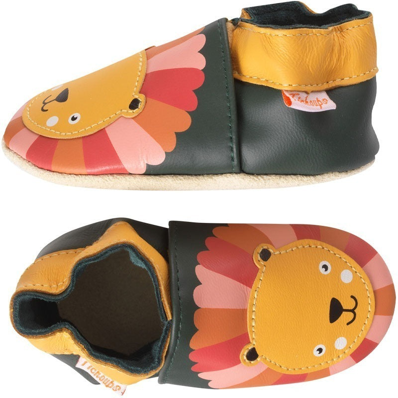 chaussons-bebe-cuir-souple-marion-lion-profil