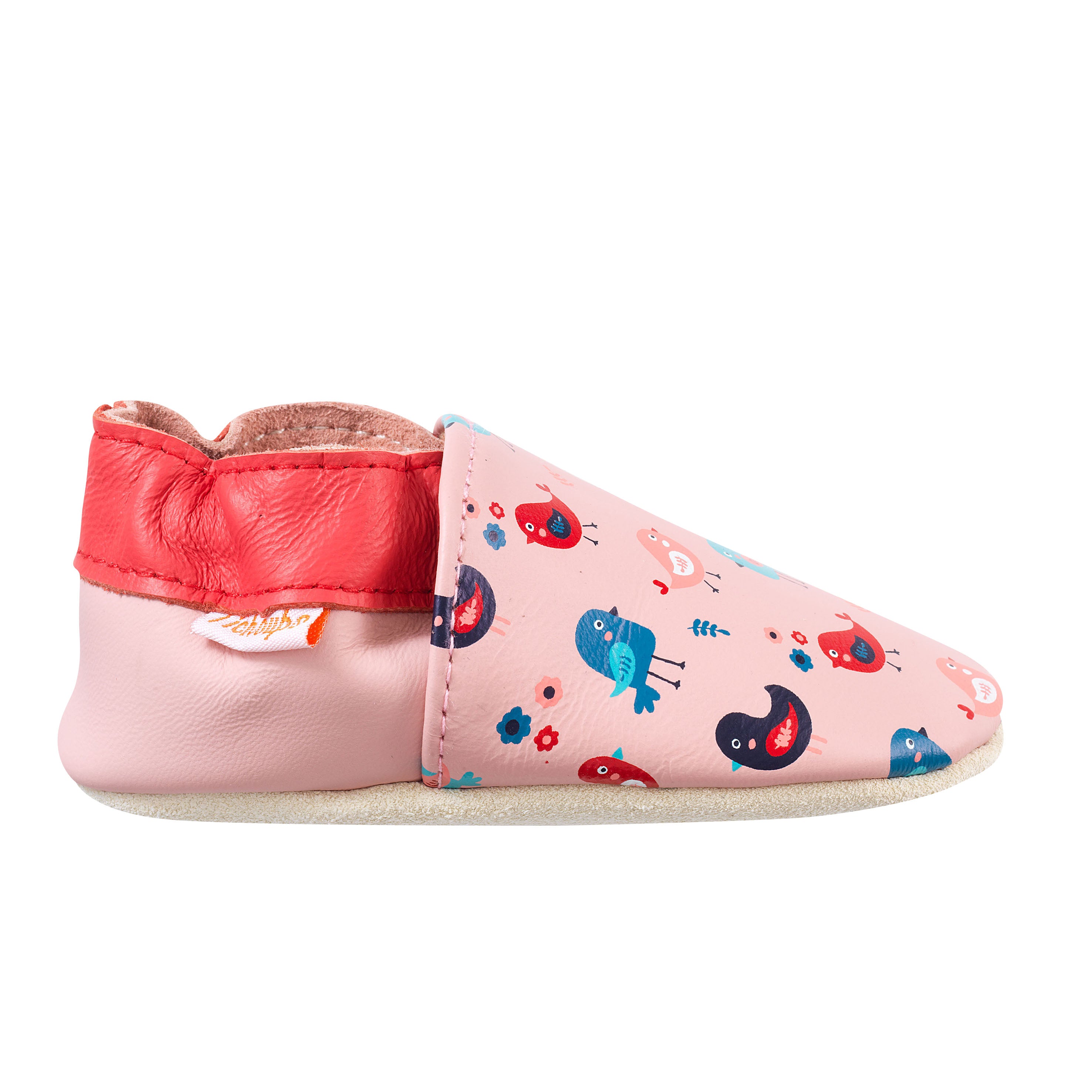 chaussons-bebe-cuir-souple-margaux-oiseaux-profil
