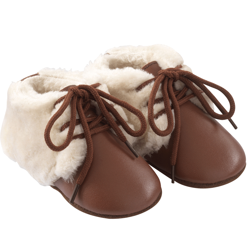 Chaussures bébé cuir souple fourrés Toudoo marron Tichoups