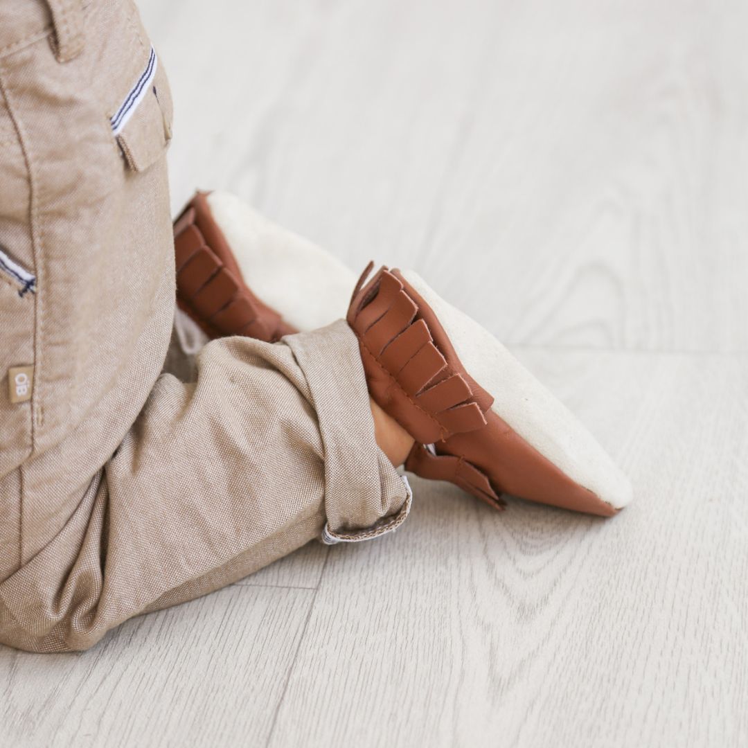 chausson bébé en cuir souple 