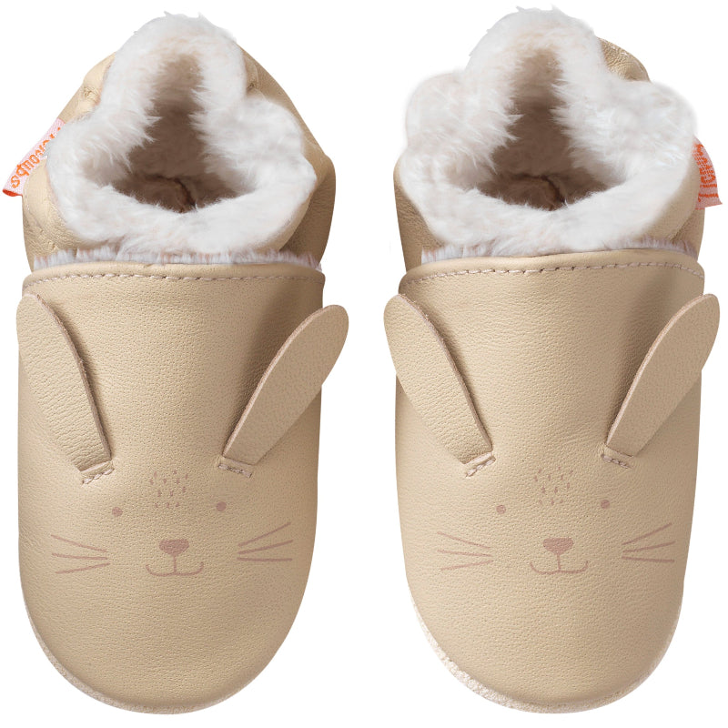 Chaussons cuir souple fourrés Marcelin le lapin - Tichoups