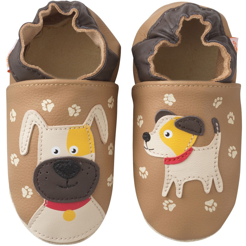 chaussons-bebe-cuir-souple-adrien-le-chien-face