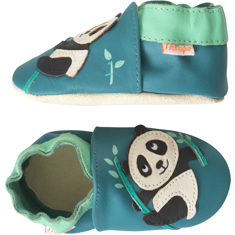 chaussons-bebe-cuir-souple-panda-profil