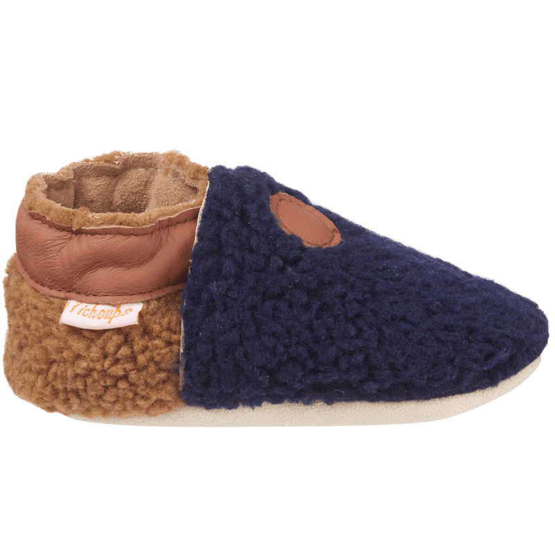 Chaussons bébé cuir souple bouclettes noisette - Tichoups