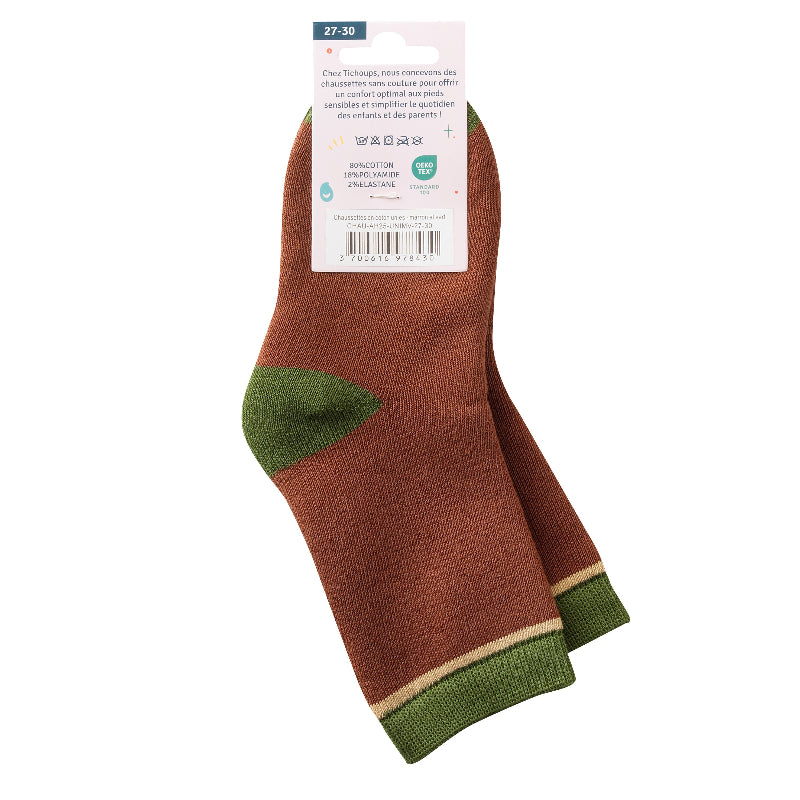 chaussettes sans couture marron et vert épaisses 