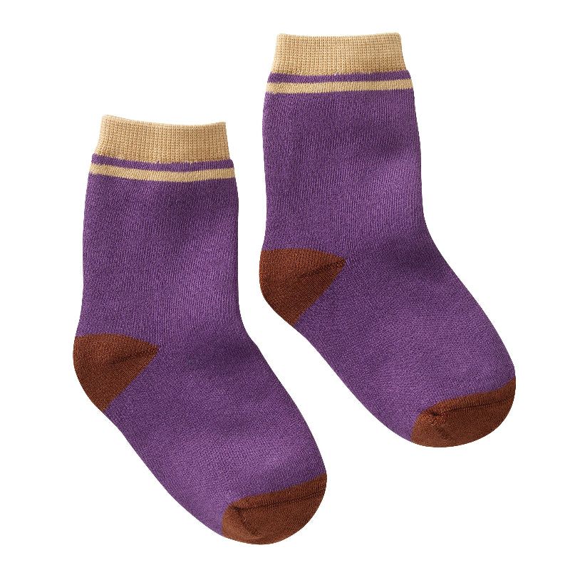 chaussettes sans couture violet et beige épaisses 