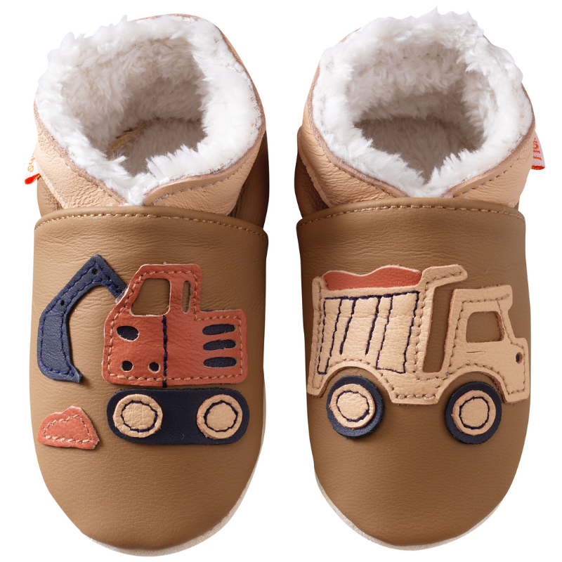 Chaussons cuir enfant fourrés Bartholomé le chantier - Tichoups