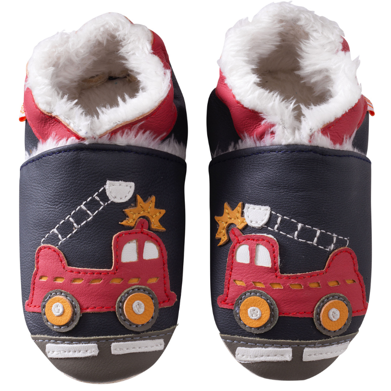 Chausson enfant fourré camion pompier Tichoups