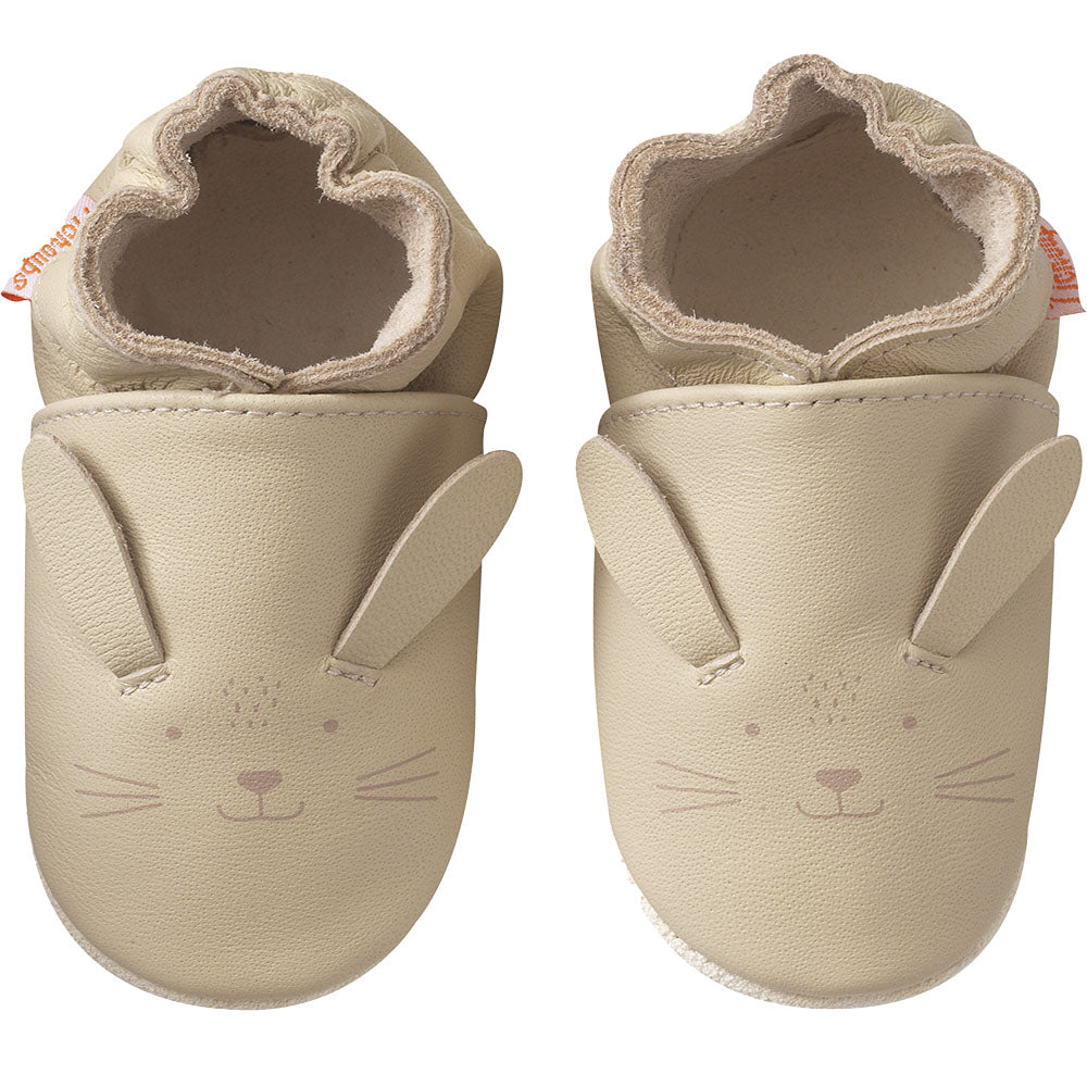 chausson en cuir souple bebe Marcellin le lapin face