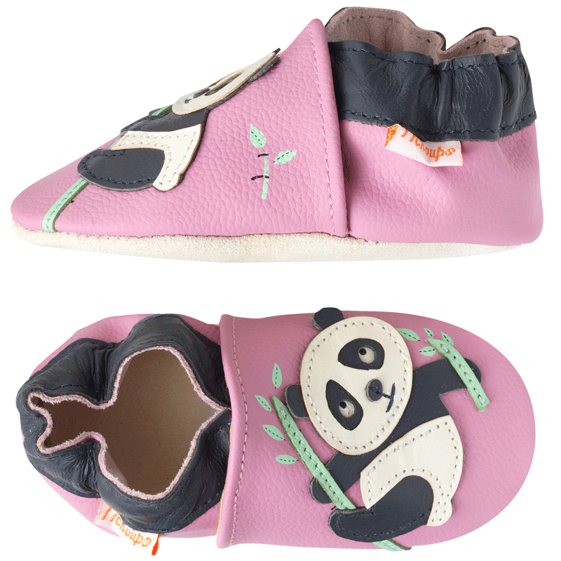 chaussons-bebe-cuir-souple-Dana-le-panda-profil