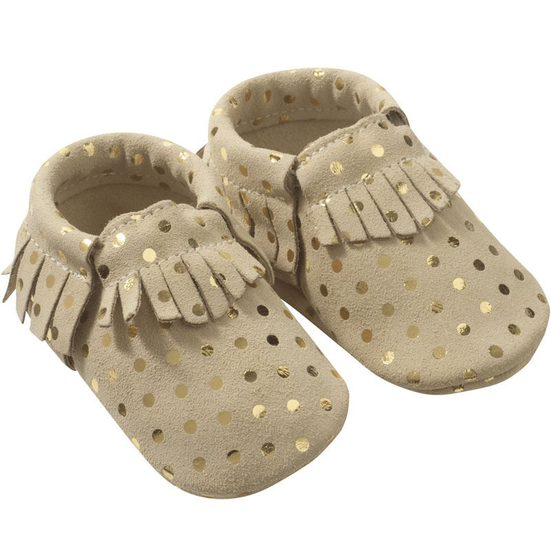 Chaussons-bebe-cuir-souple-franges-pois-profil