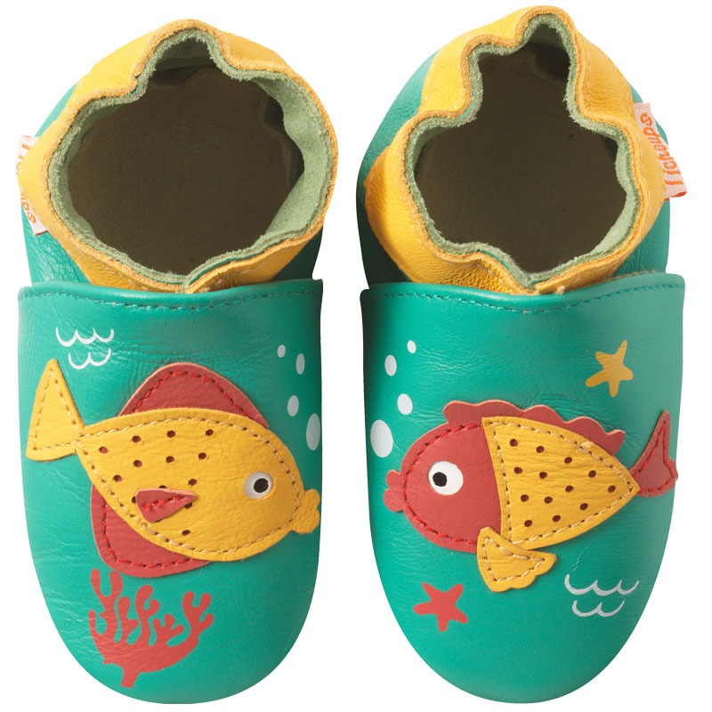 chaussons-bebe-cuir-souple-poissons-face