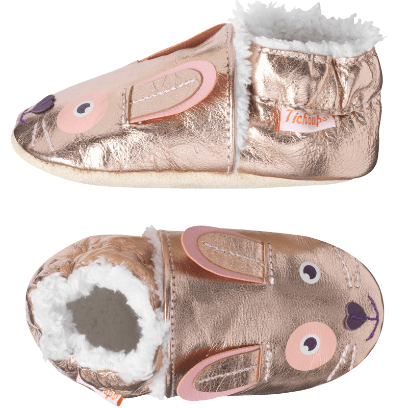 Chaussons pour bébé en cuir souple de Lapin Coquin