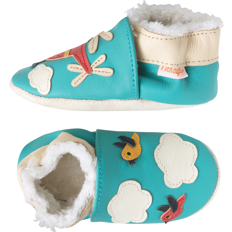 Chaussons bébé cuir souple hector le hérisson vert Tichoups