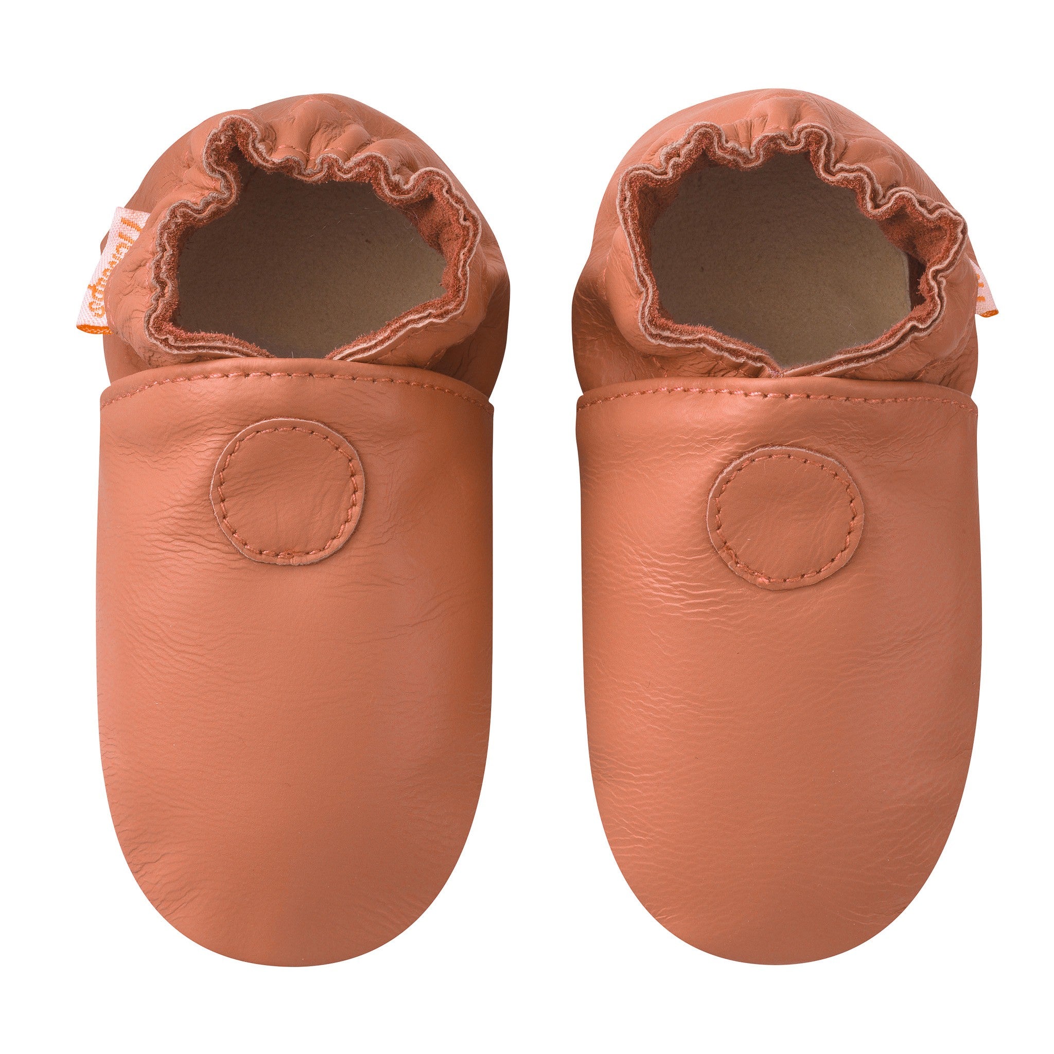 Chausson bebe cuir souple terracotta