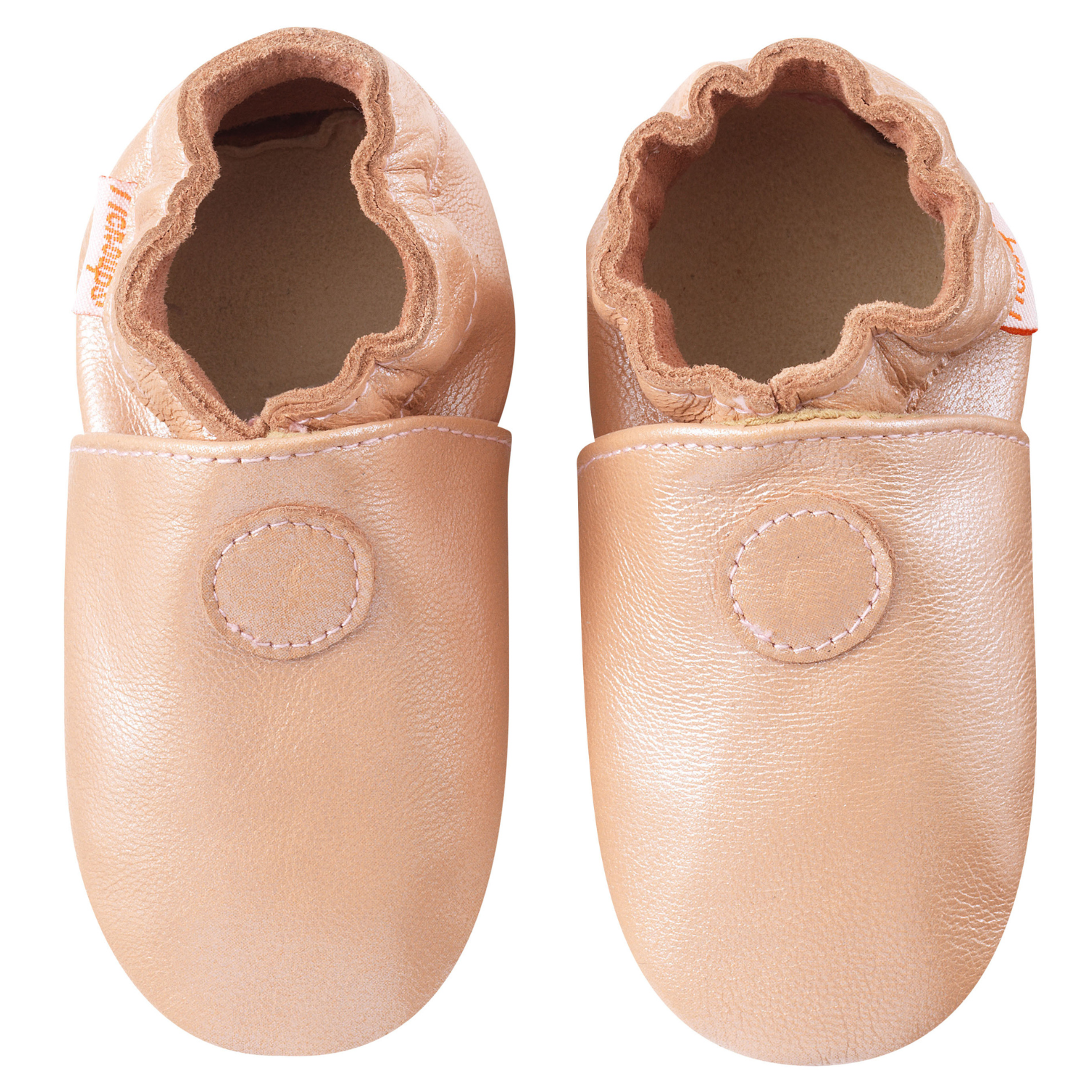 Chausson bébé en cuir souple unis - Noisette 