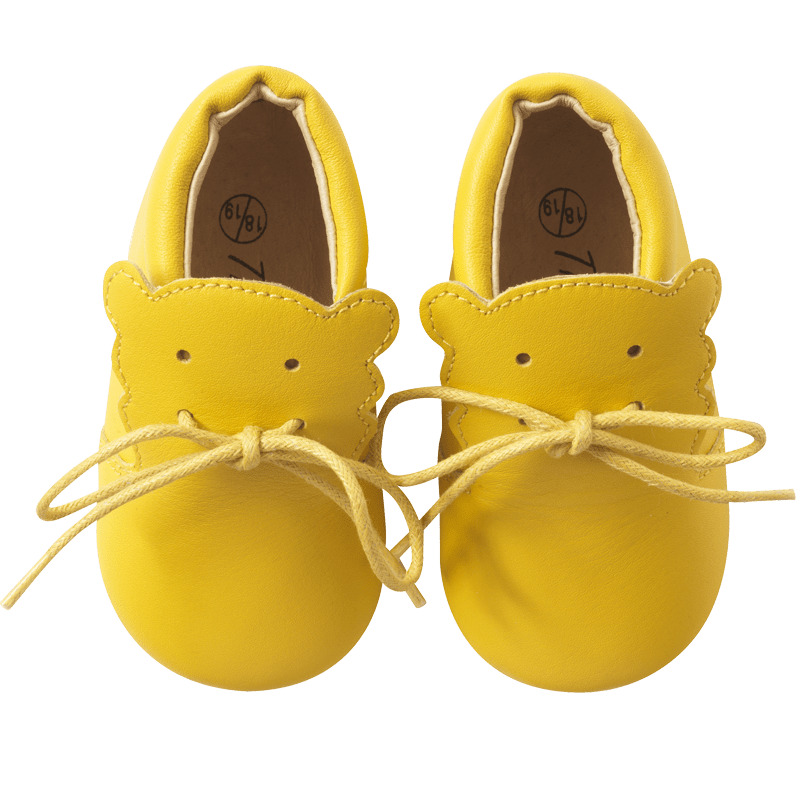 chaussure-bebe-cuir-souple-bobi-jaune-face