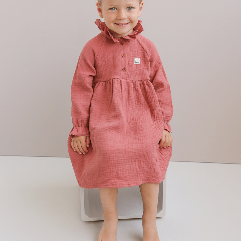 Pyjama enfant chemise de nuit fille gaze de coton terracotta Tichoups
