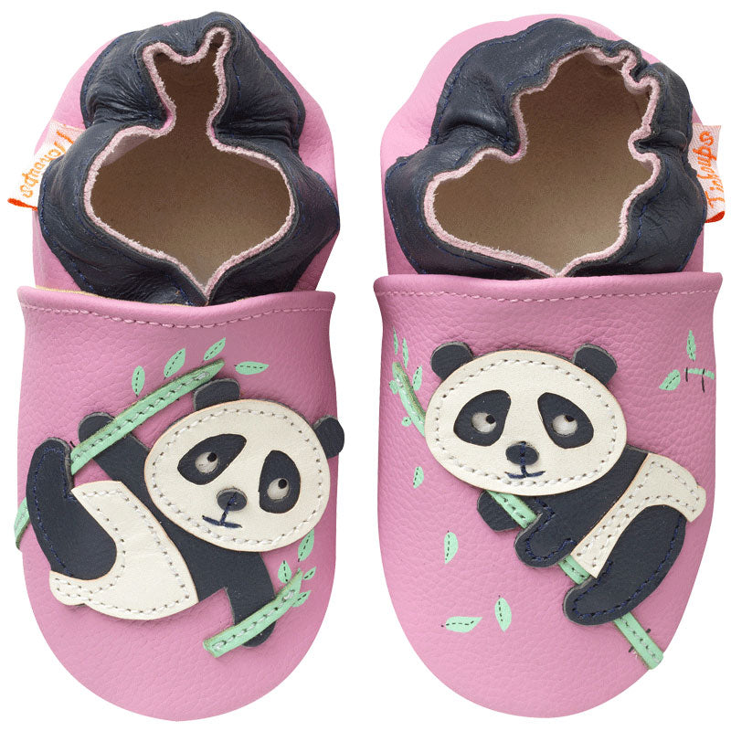 chaussons-bebe-cuir-souple-Dana-le-panda-face
