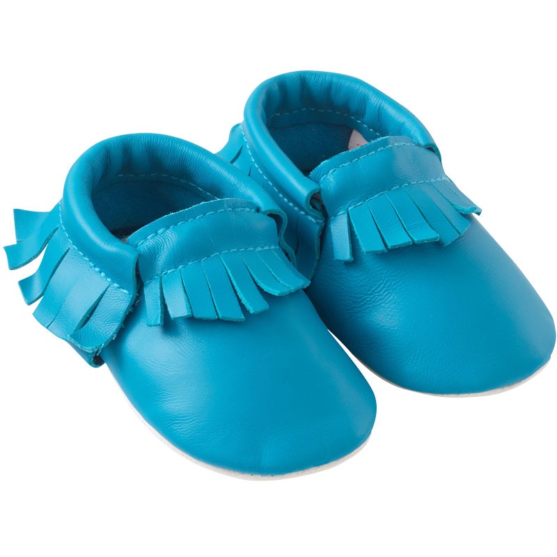 Chaussons-bebe-à-franges-bleu-caraibes-profil