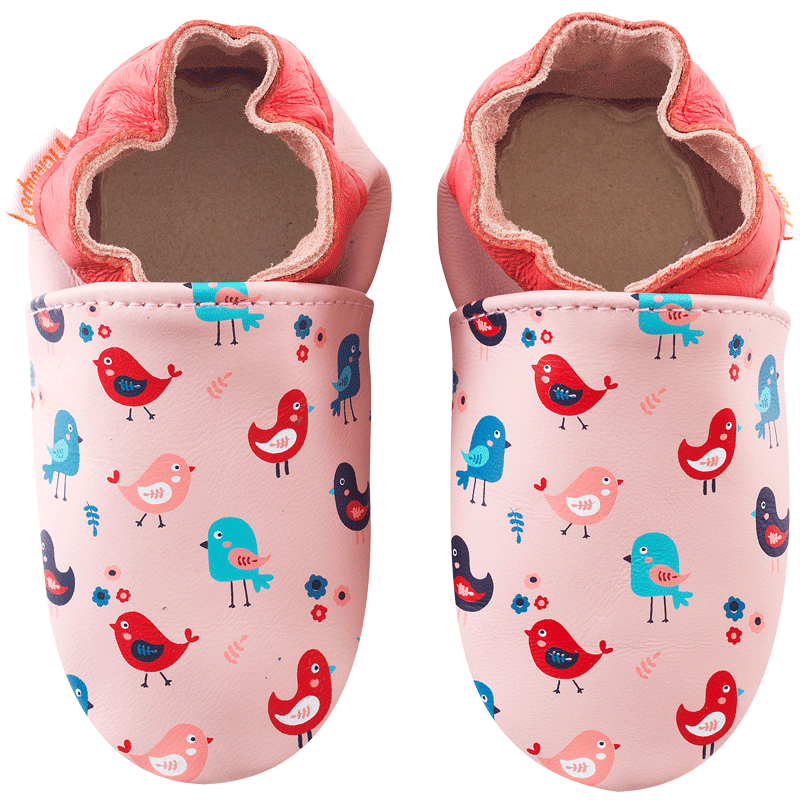 chaussons-bebe-cuir-souple-margaux-oiseaux-face