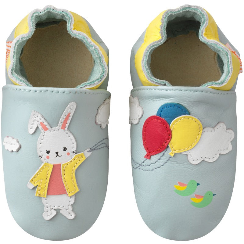 Chaussons bébé cuir souple bouclettes noisette - Tichoups