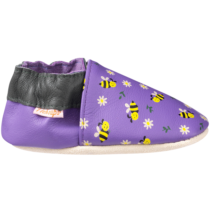 chaussons-cuir-enfant-mireille-abeilles-profil