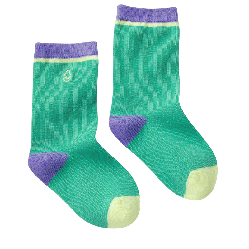 paire de chaussettes sans couture enfant unies vert et violet