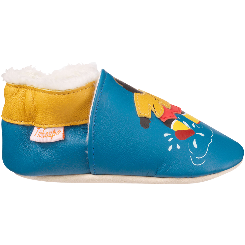 Chaussons bébé cuir souple uni jaune Tichoups